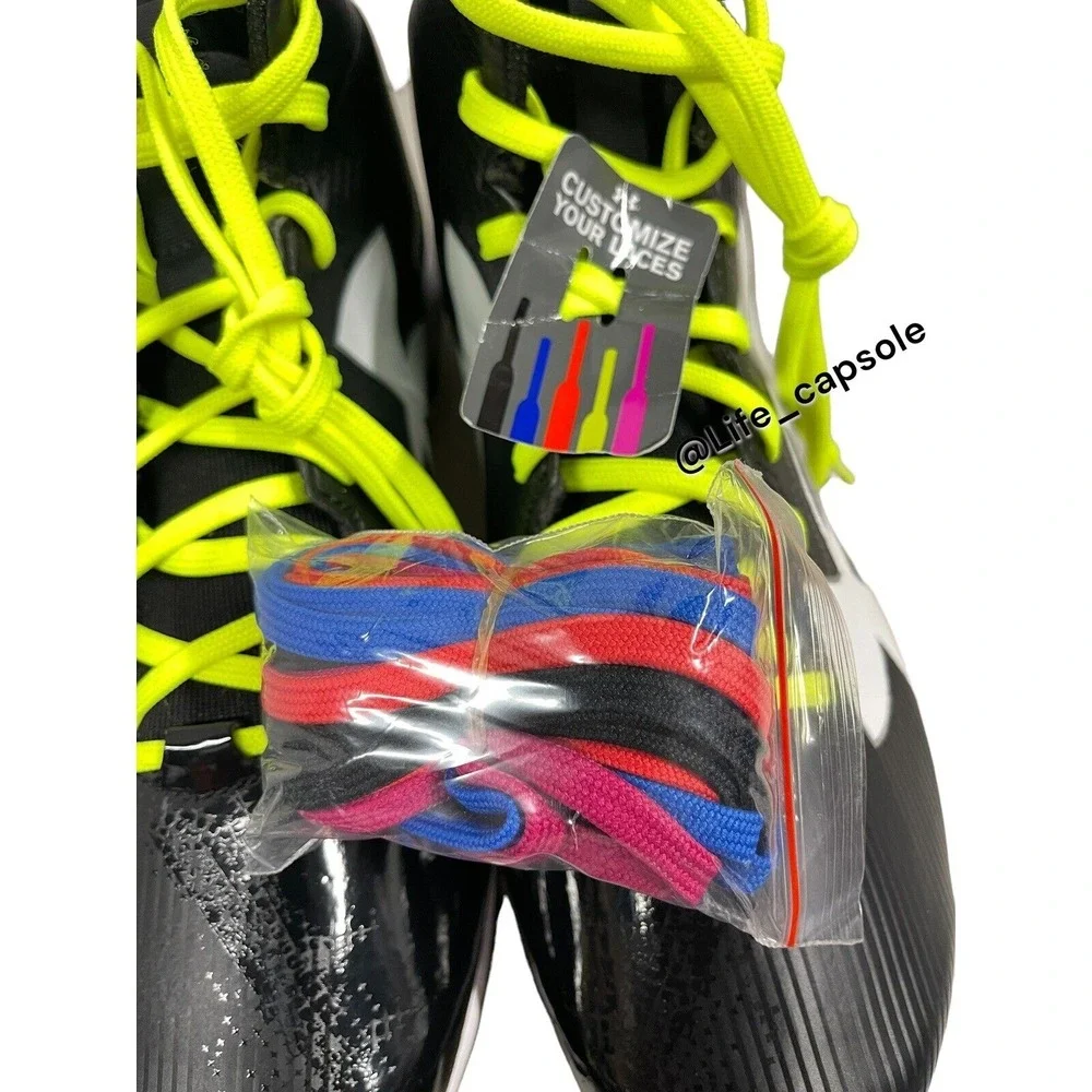 Size 13 Under Armour Crusher RM Black Football Cleats‎ Multi Color Laces Custom